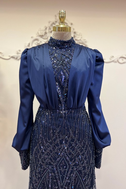 Azalea Evening Dress Navy Blue