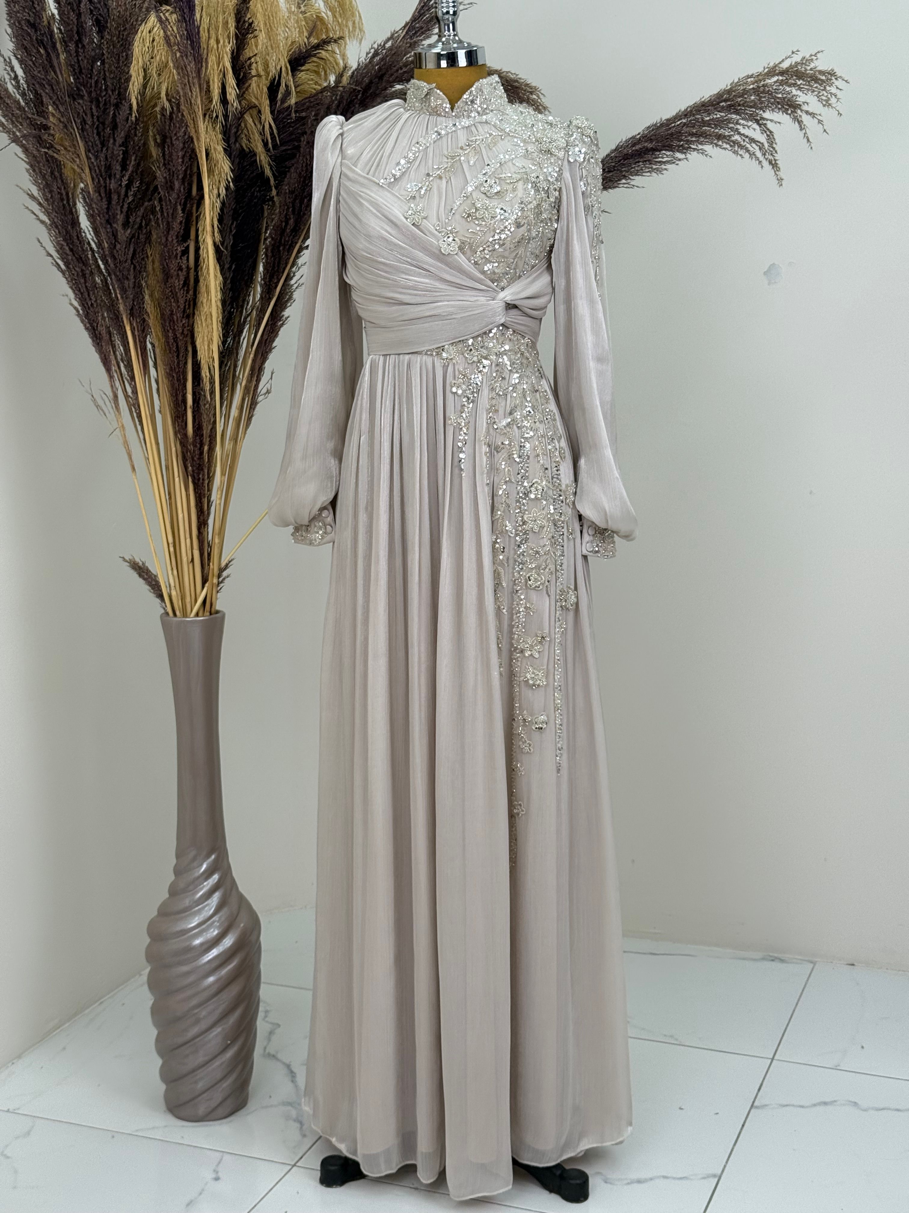 Rengin Evening Dress - CREAM