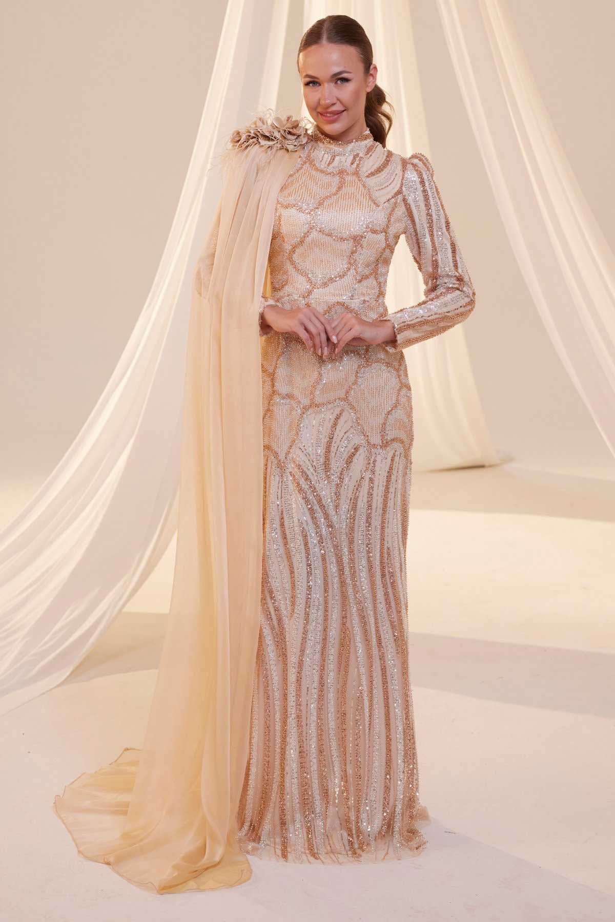 Orchid Evening Dress Gold