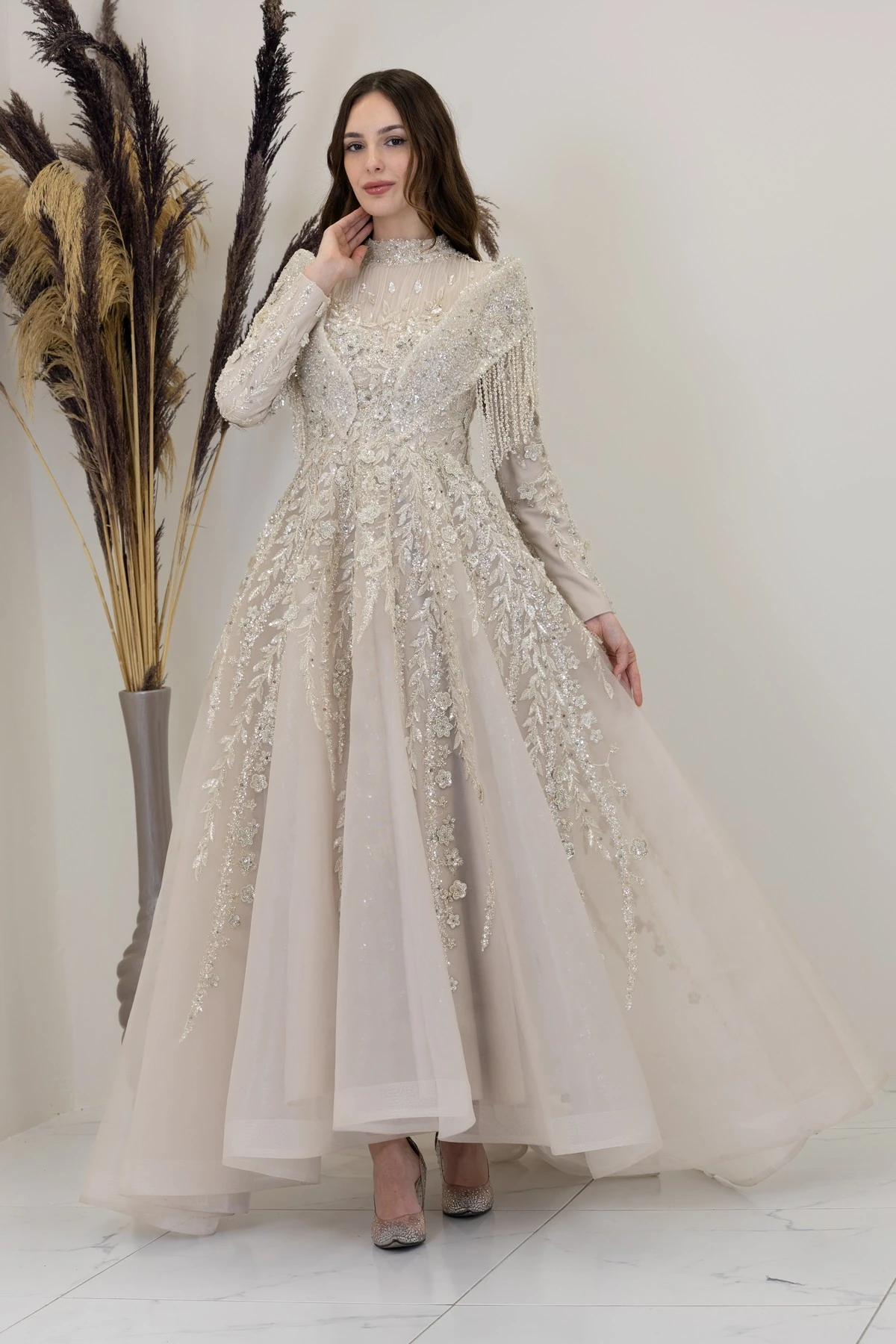 Asel Evening Dress - STONE