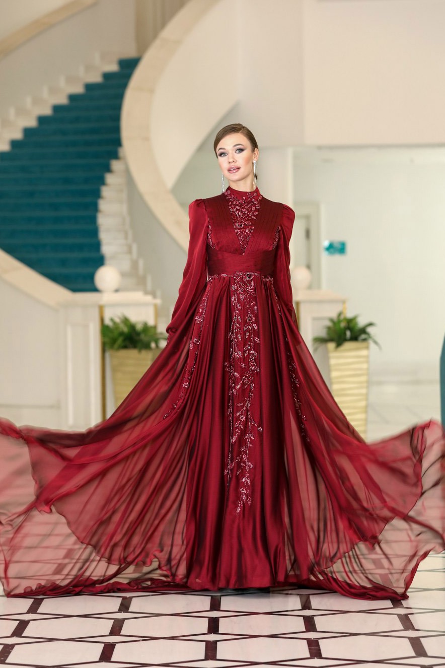 Seyran Evening Dress Claret Red