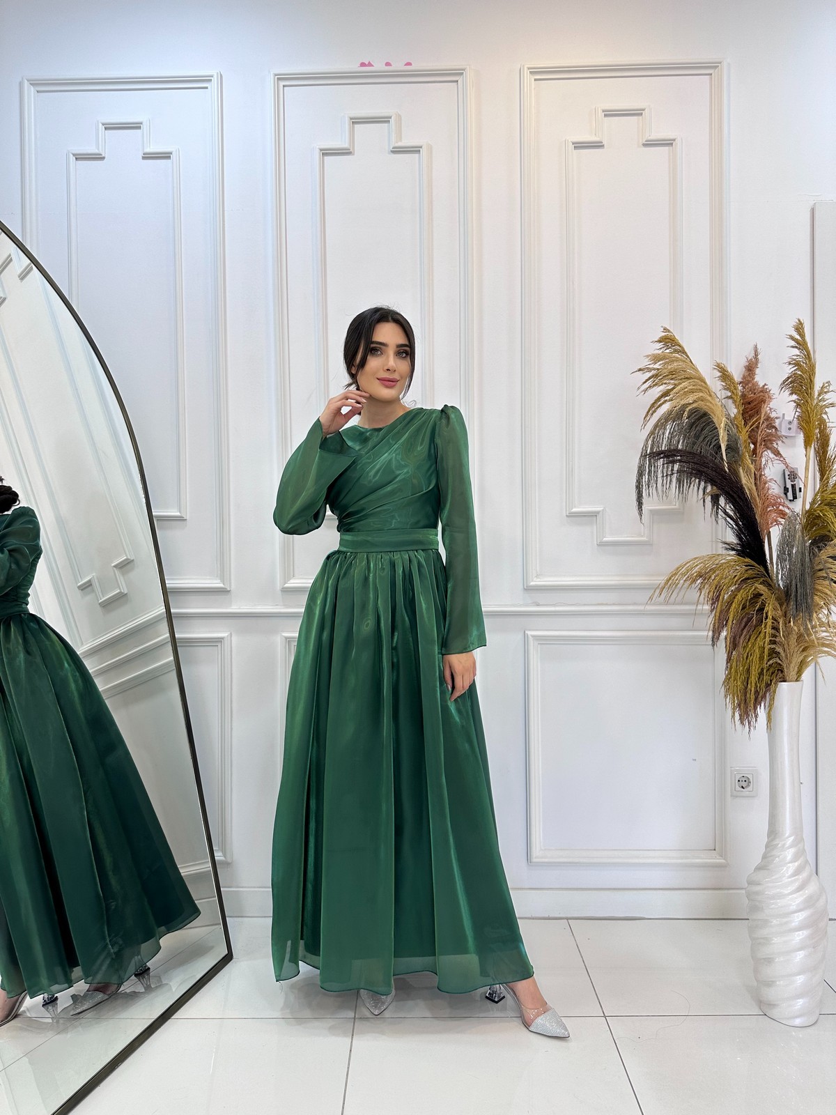 Flowers Evening Dress - EMERALD COLOR