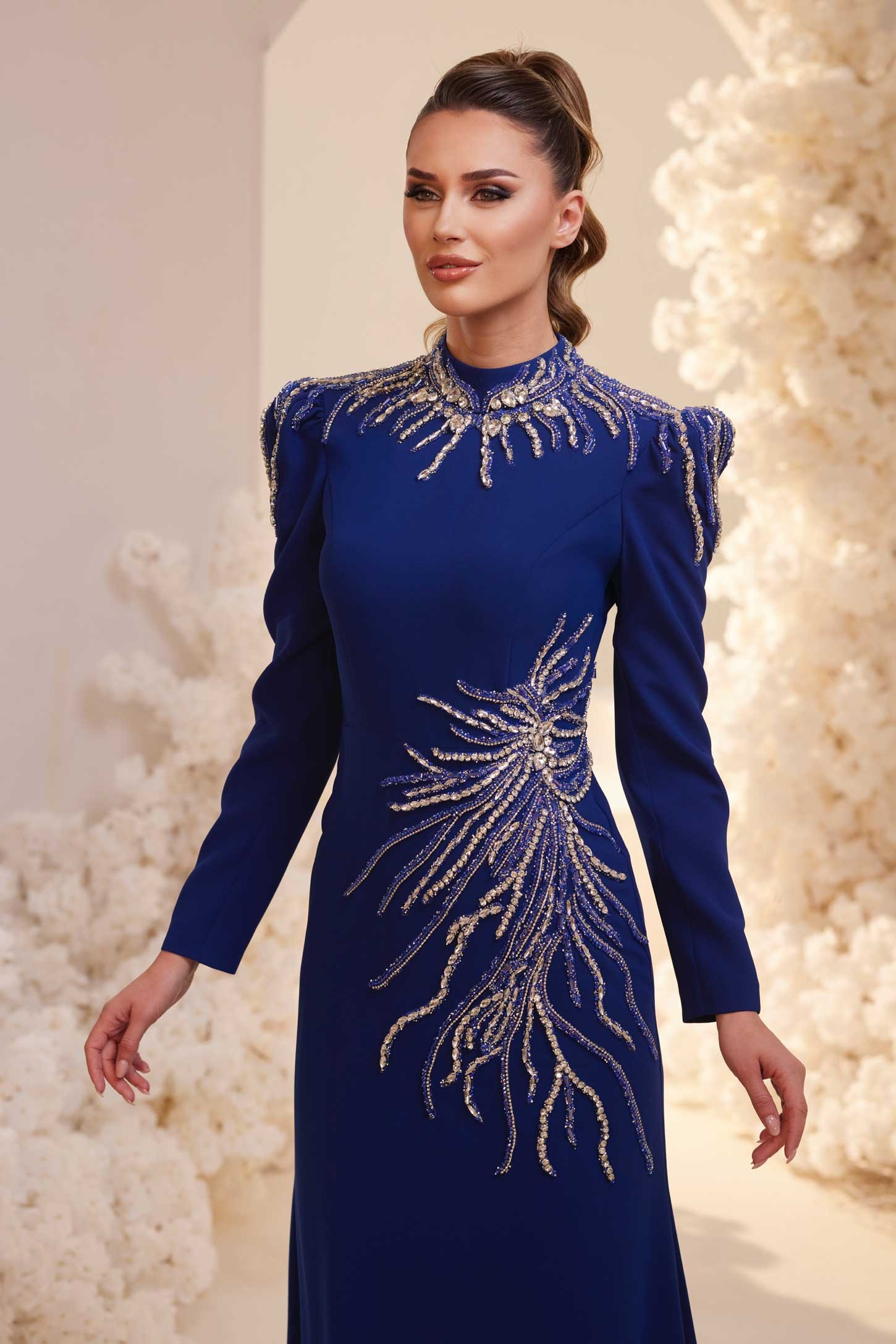 Ruby Modest Evening Dress - NAVY BLUE