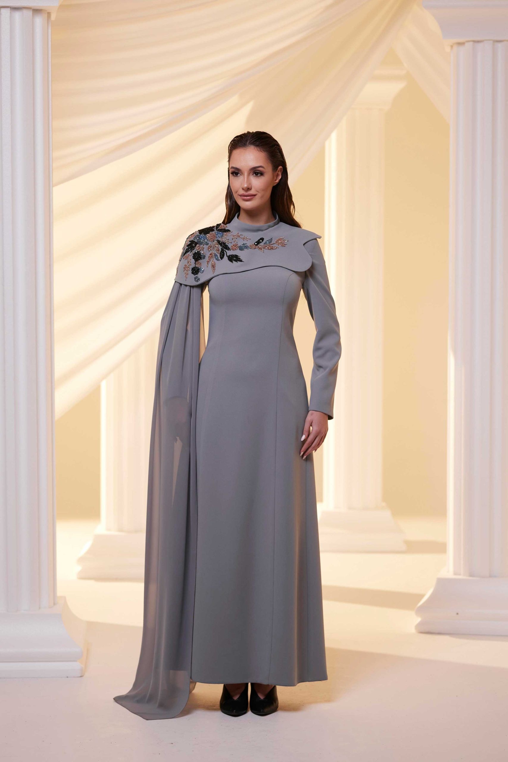 Delicate Evening Dress Gray