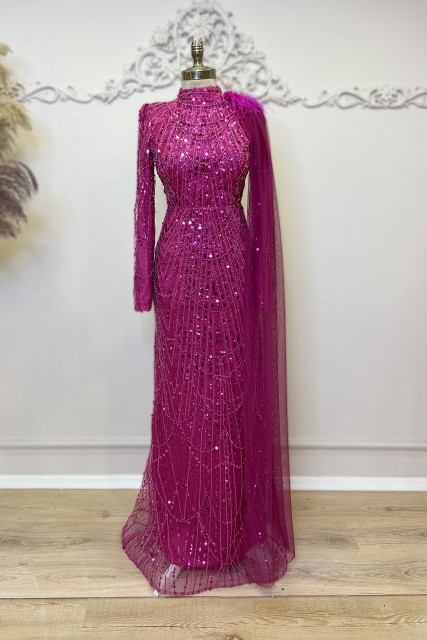 Ahu Evening Dress Fuchsia