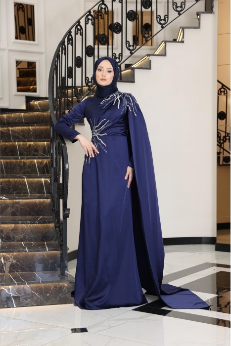 Rana Evening Dress - NAVY BLUE