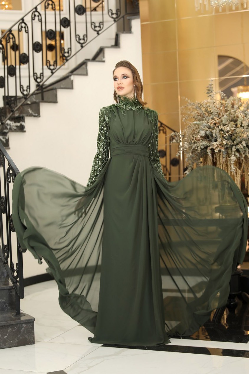 Elif Evening Dress Khaki
