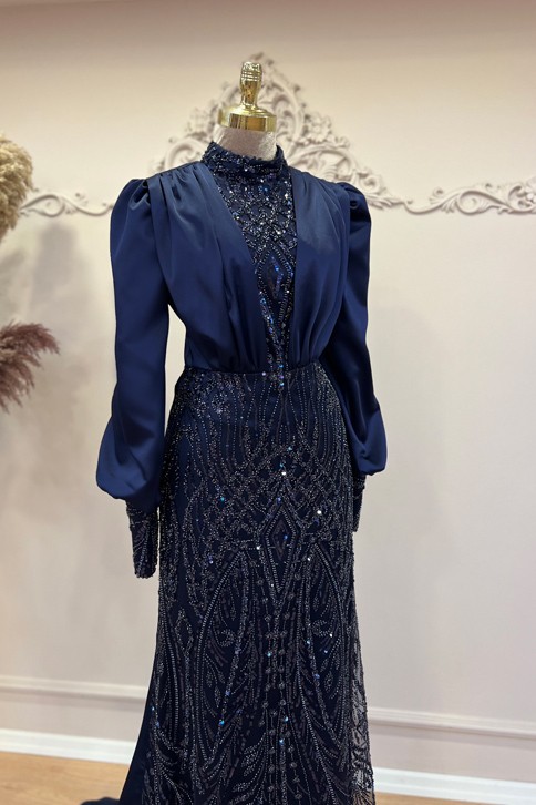 Azalea Evening Dress Navy Blue