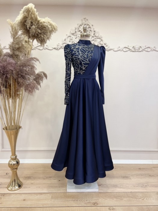 Monica Evening Dress - NAVY BLUE