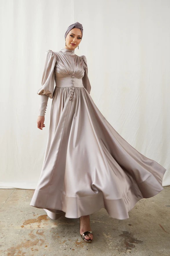 Alara Mink Hijab Evening Dress