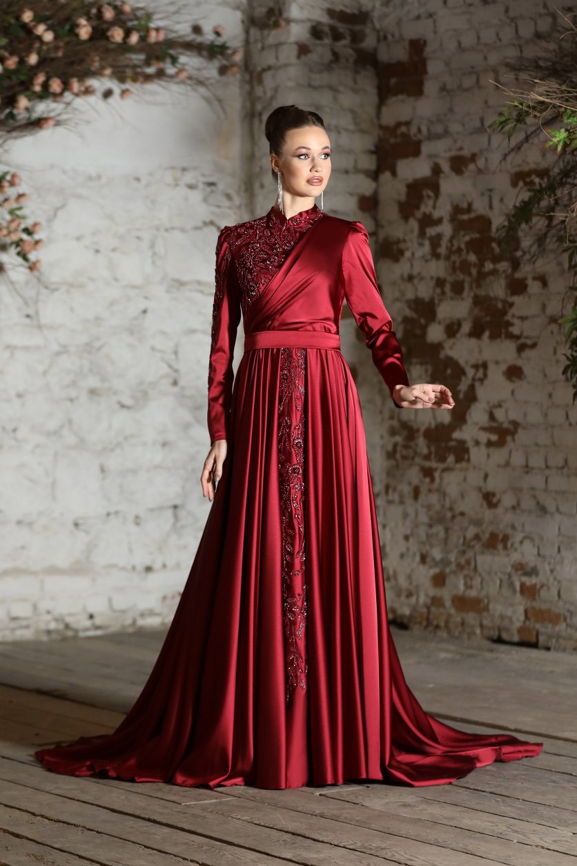 Mahidevran Evening Dress Claret Red