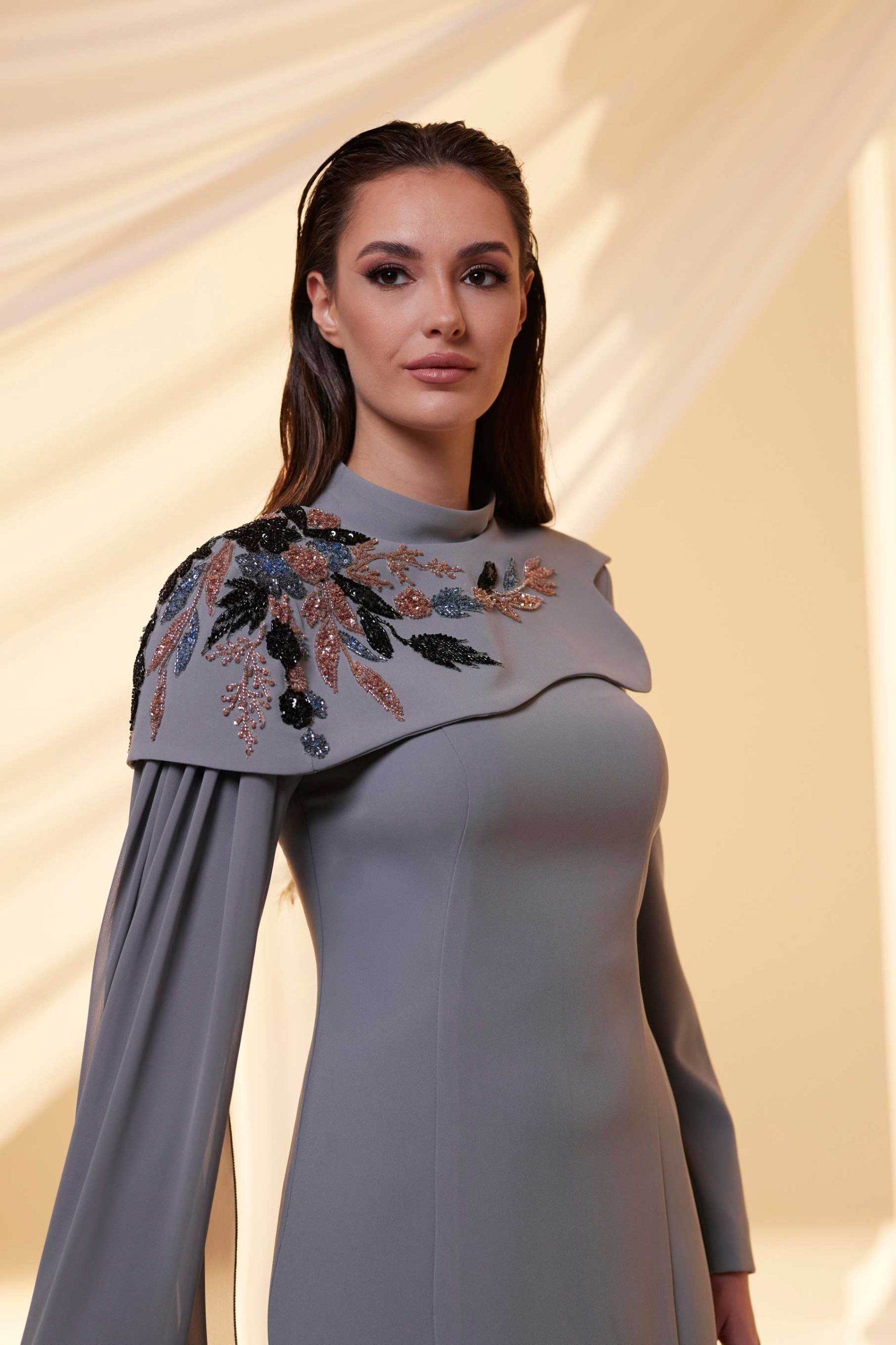 Delicate Evening Dress Gray