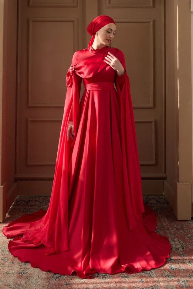 Melisa Taşlı Abiye Kırmızı
