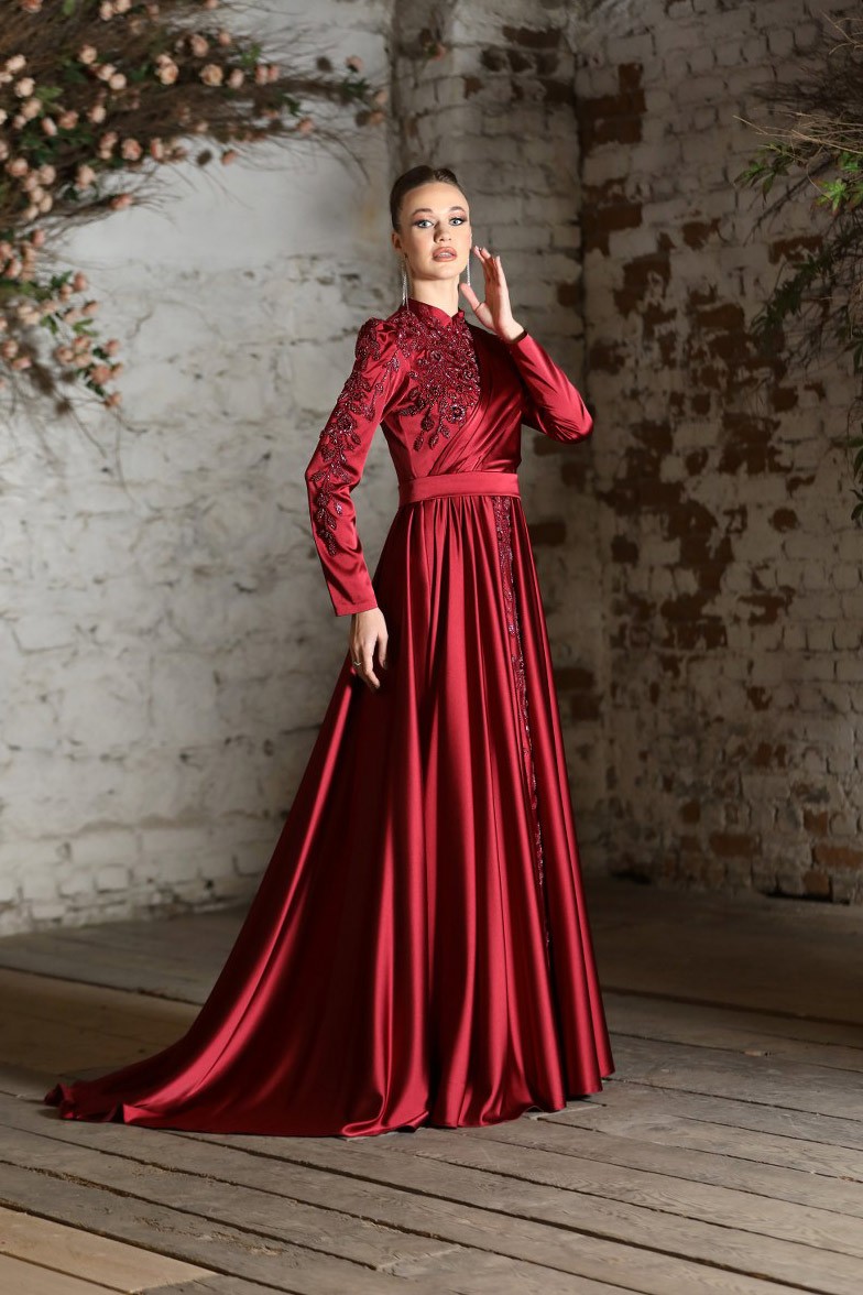 Mahidevran Evening Dress Claret Red