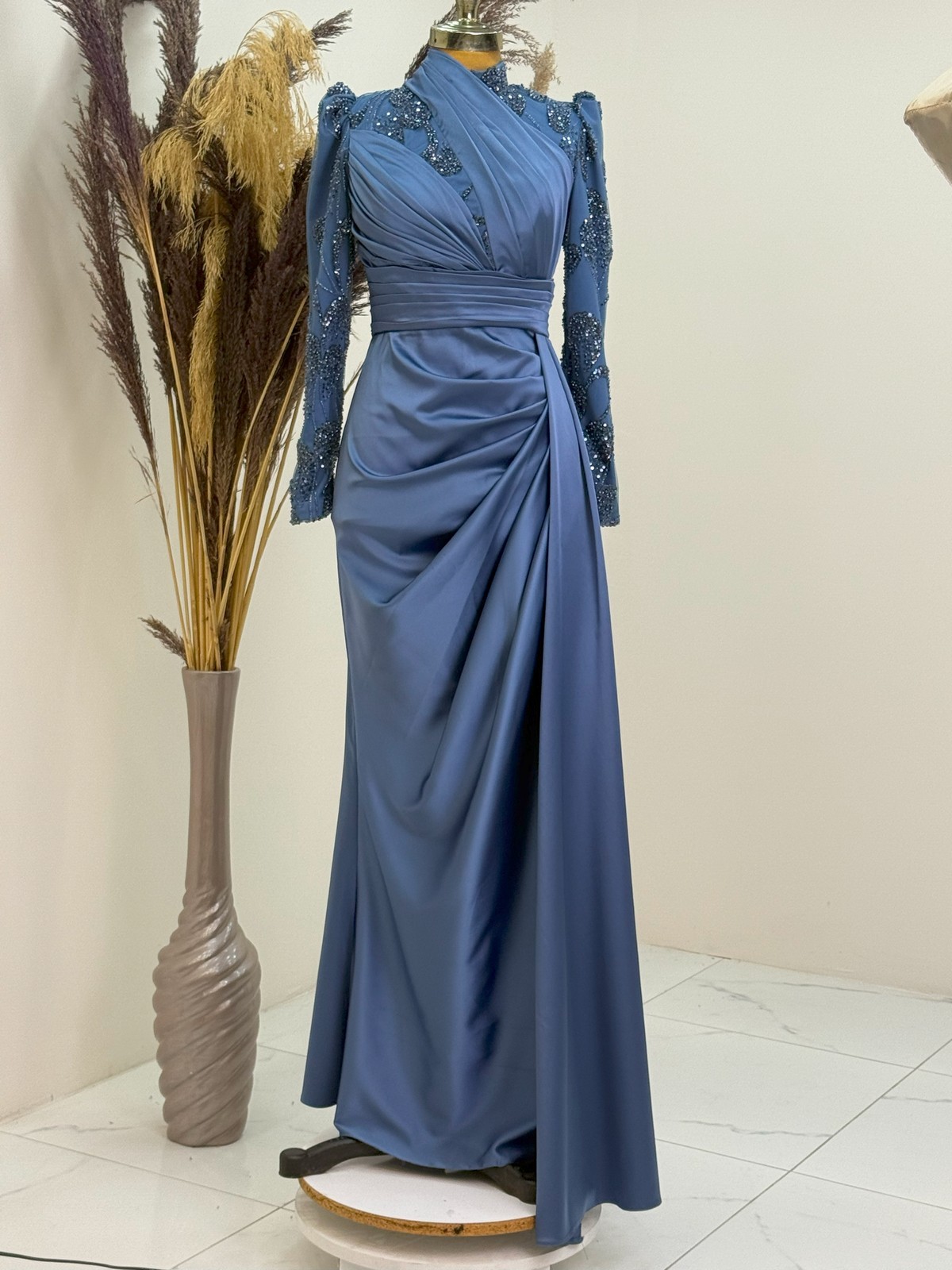 Asude Evening Dress - INDIGO