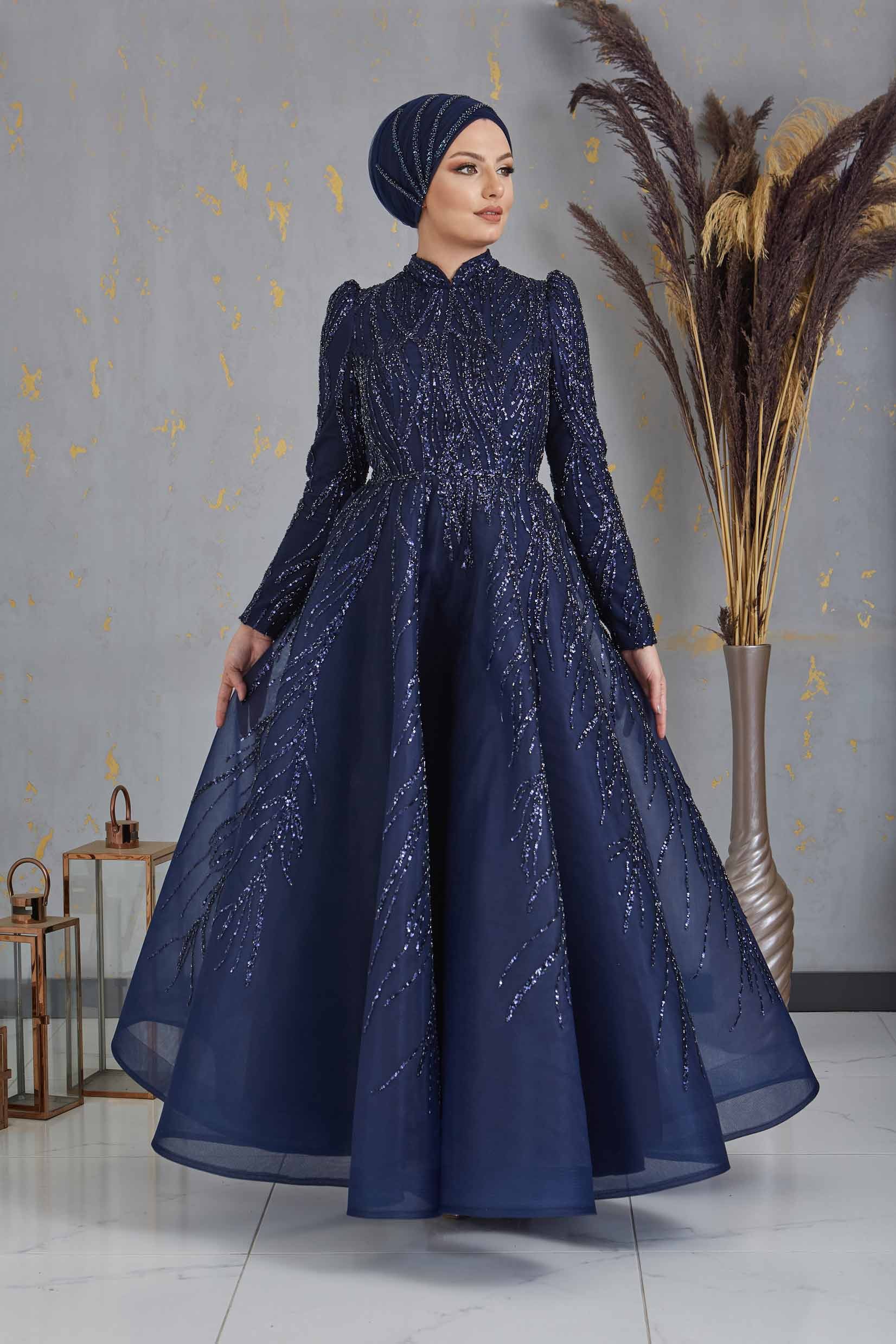 PRINCESS EVENING DRESS NAVY BLUE
