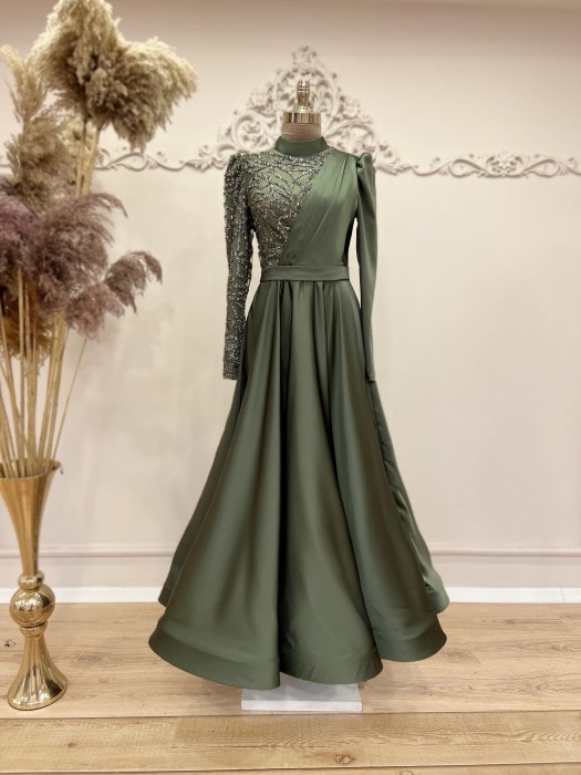 Monica Evening Dress - KHAKI