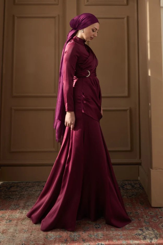 Rana Taşlı Mürdüm Abiye