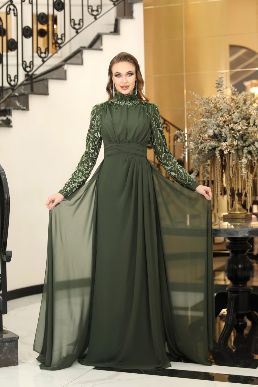 Elif Evening Dress Khaki