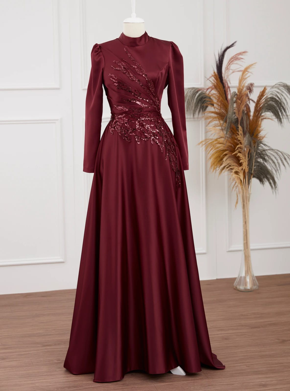 Kristal Evening drees - BURGUNDY