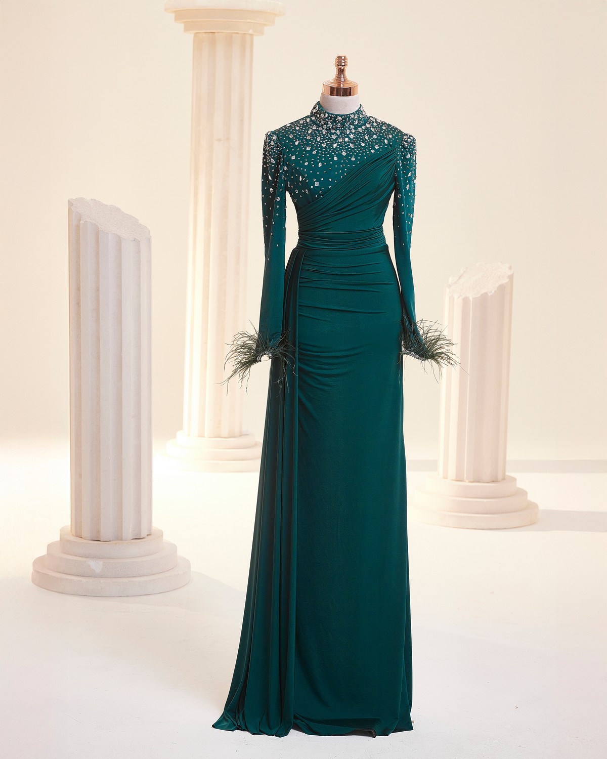 Elmas Evening Dress - EMERALD COLOR