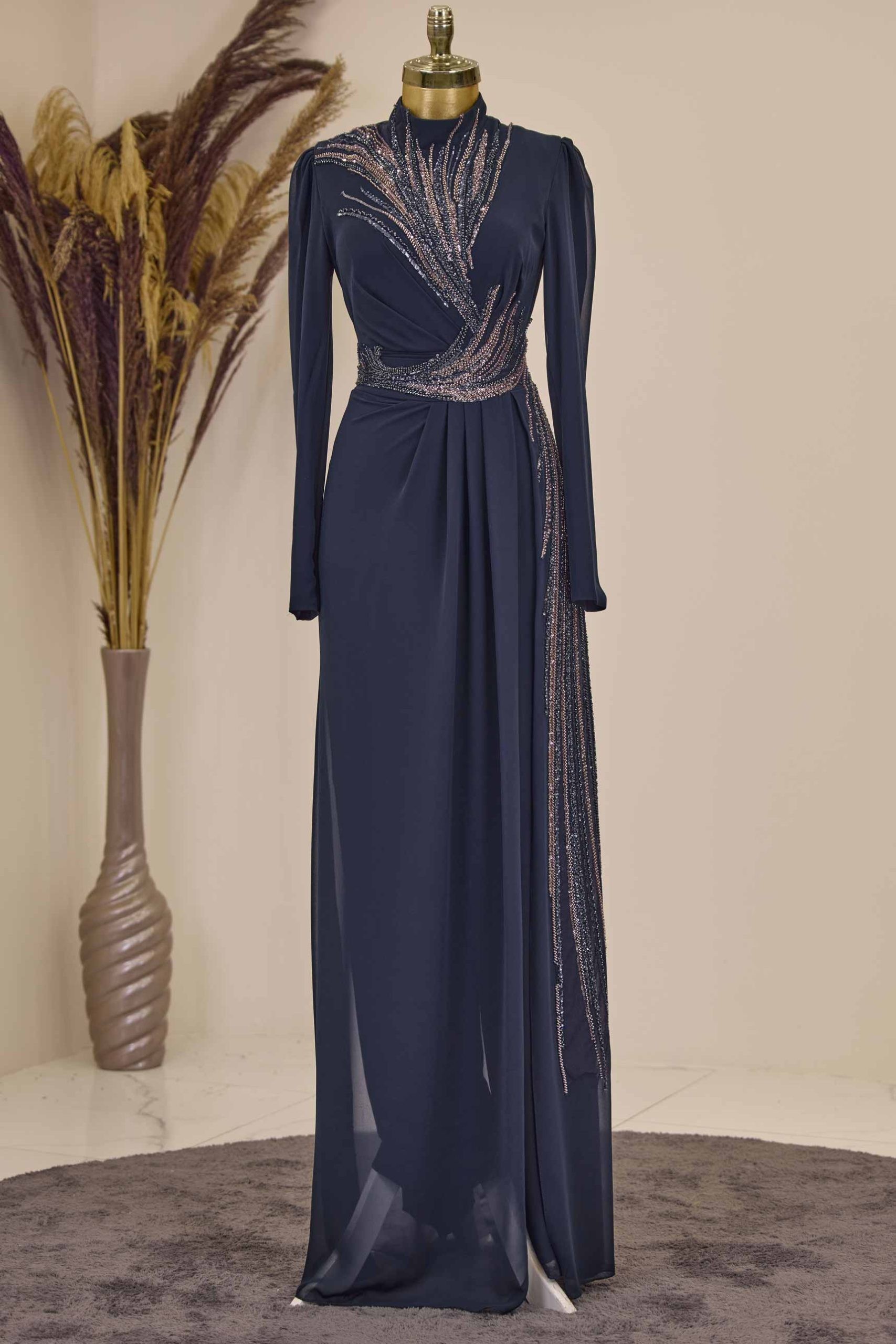 Ebru Jumpsuit Evening Dress Navy Blue