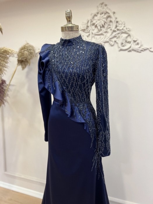 Valeria Evening Dress - NAVY BLUE