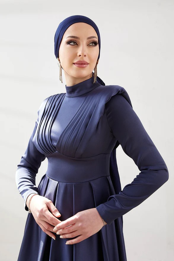 Nida Navy Blue Hijab Evening Dress