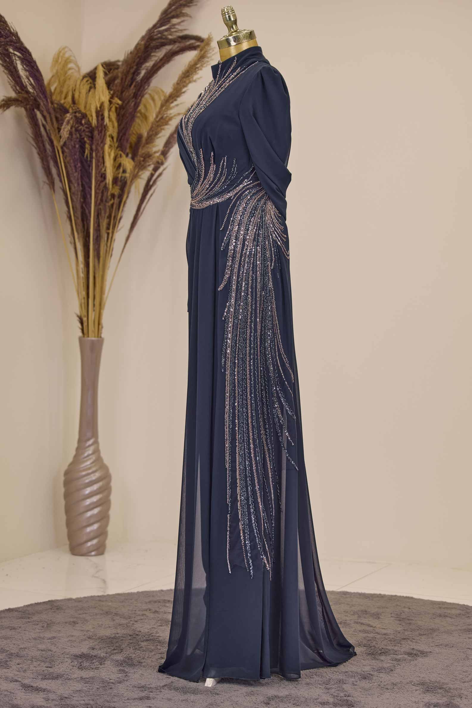 Ebru Jumpsuit Evening Dress Navy Blue
