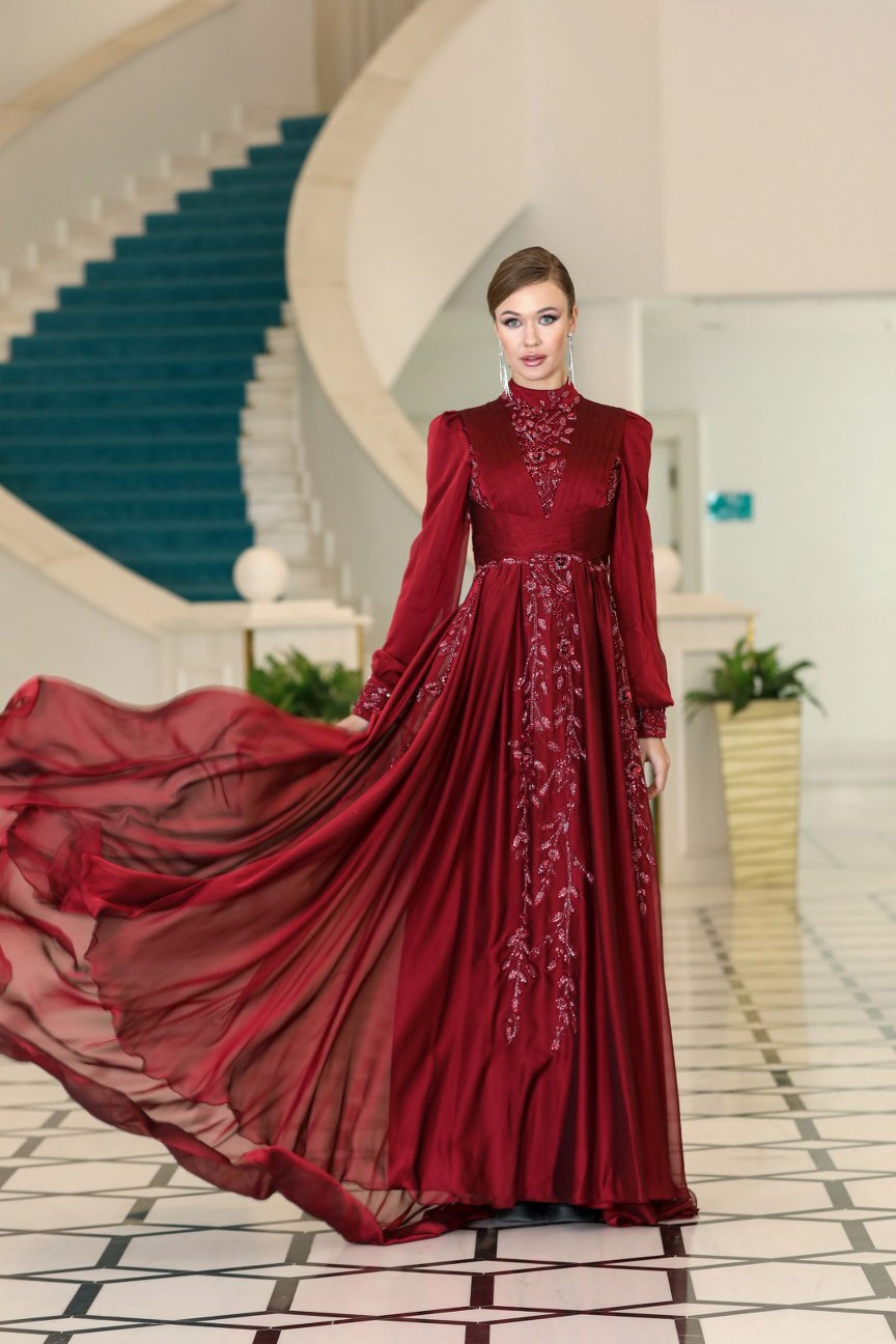 Seyran Evening Dress Claret Red