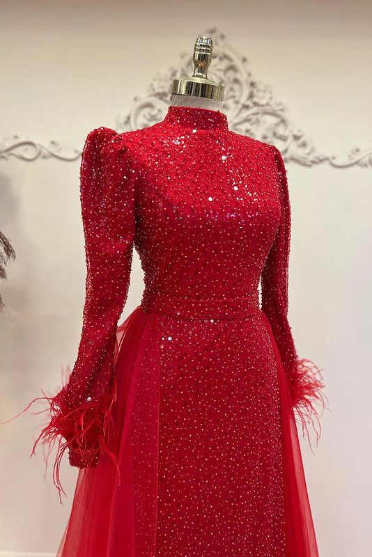 Dila Hijab Evening Dress Red