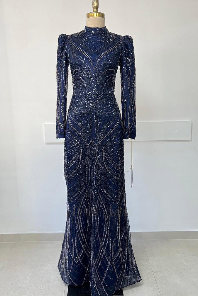 Leman Evening Dress Navy Blue