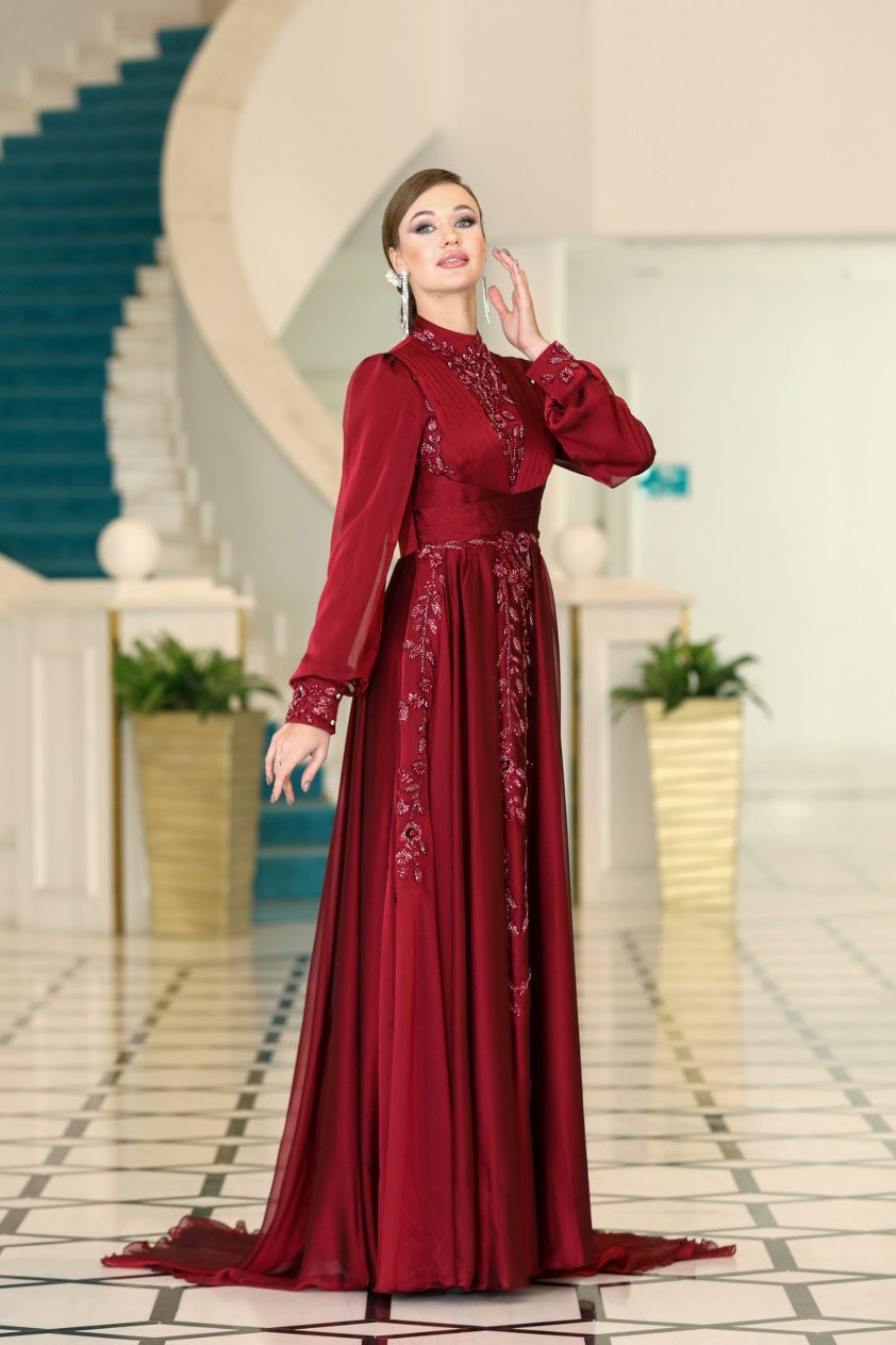 Seyran Evening Dress Claret Red