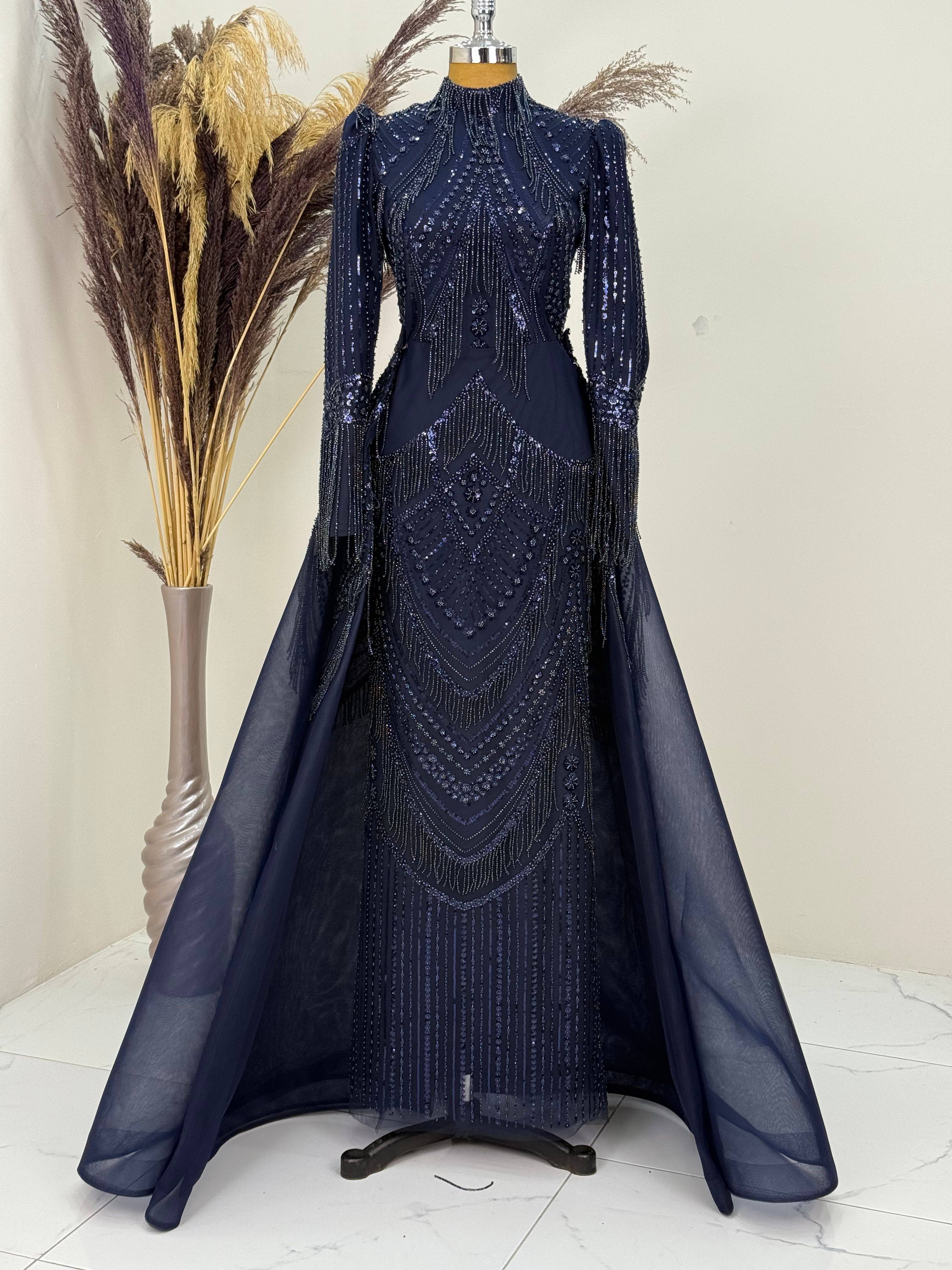 Olivia Evening Dress - NAVY BLUE