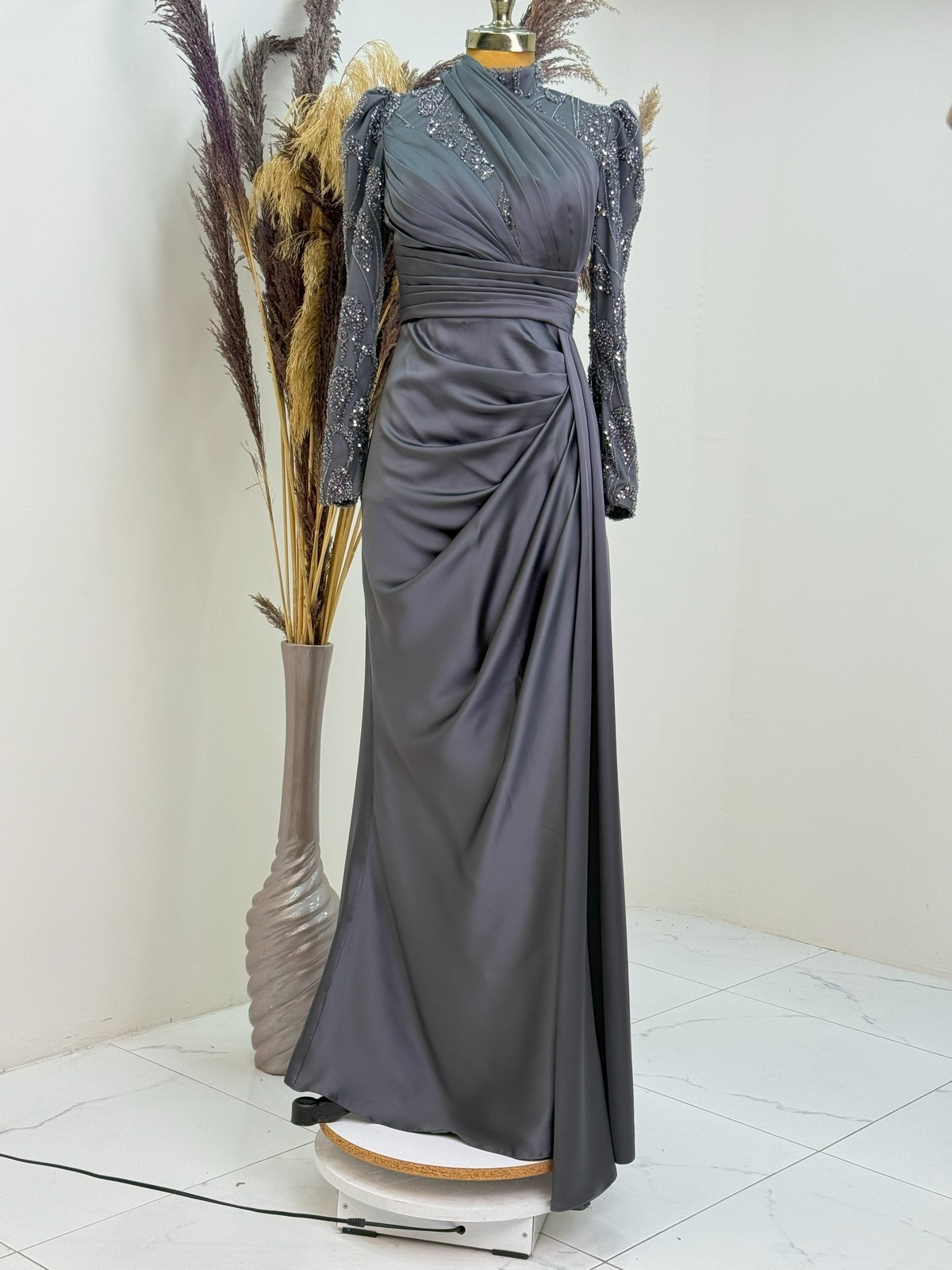 Asude Evening Dress - ANTRACHITE