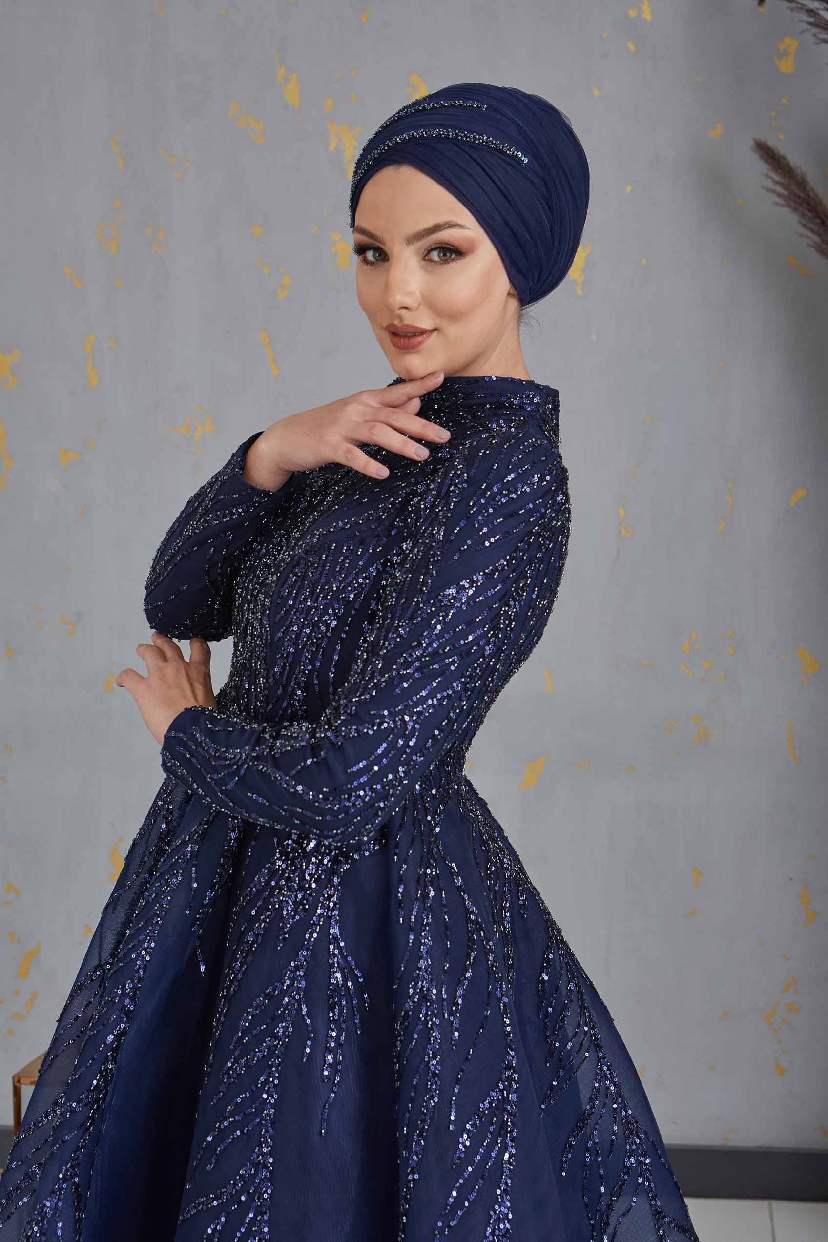 PRINCESS EVENING DRESS NAVY BLUE