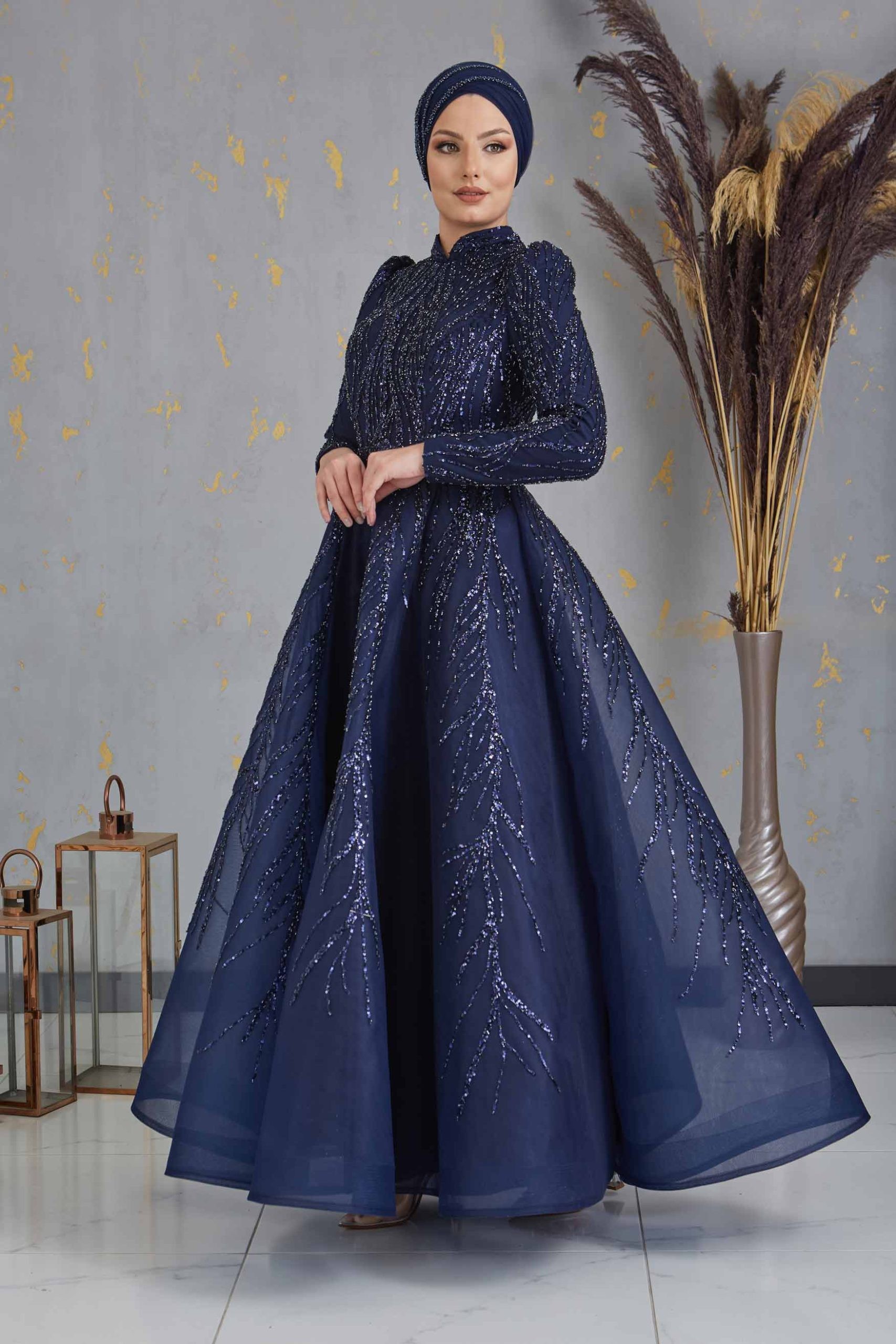PRINCESS EVENING DRESS NAVY BLUE