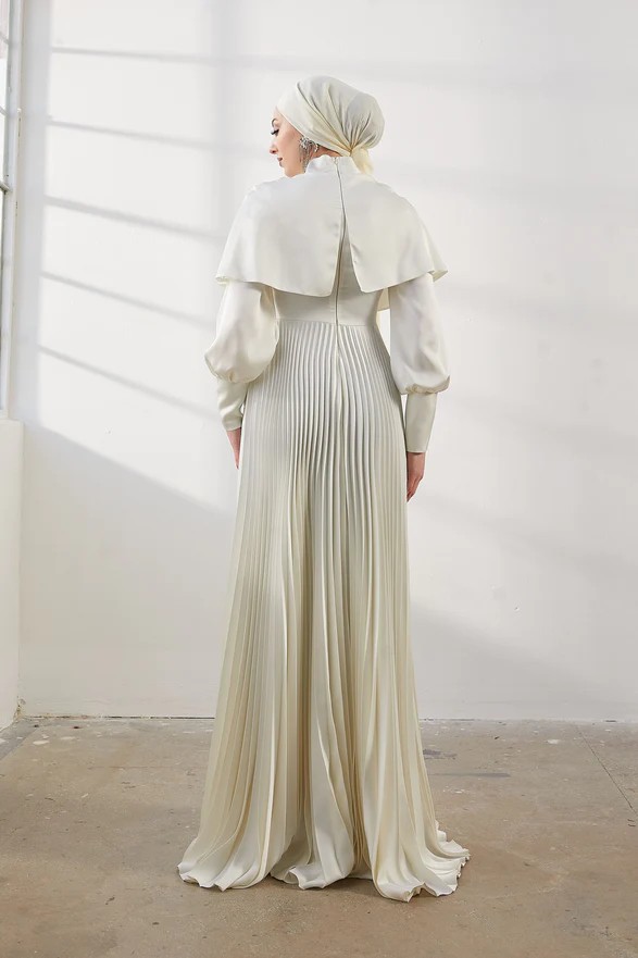 Ruya Ecru Modest Evening Dress