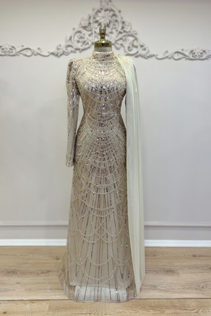 Ahu Evening Dress Beige