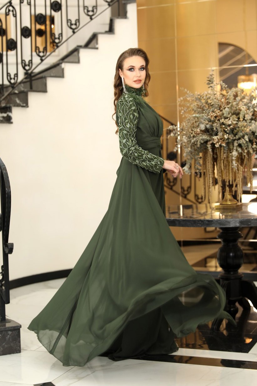 Elif Evening Dress Khaki