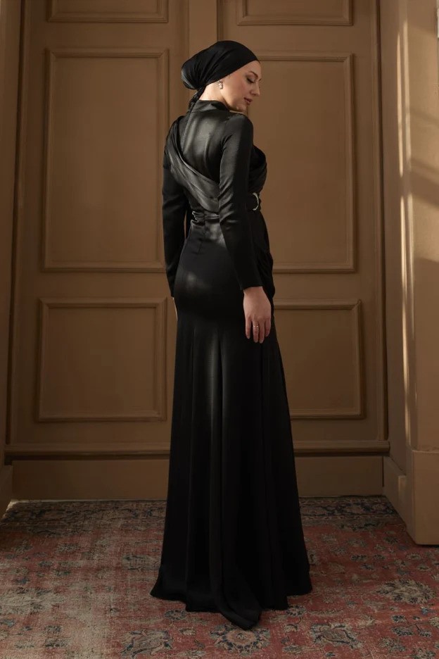 Rana Taşlı Siyah Abiye
