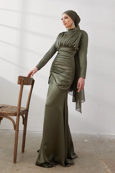 Ahla Khaki Modest Evening Dress