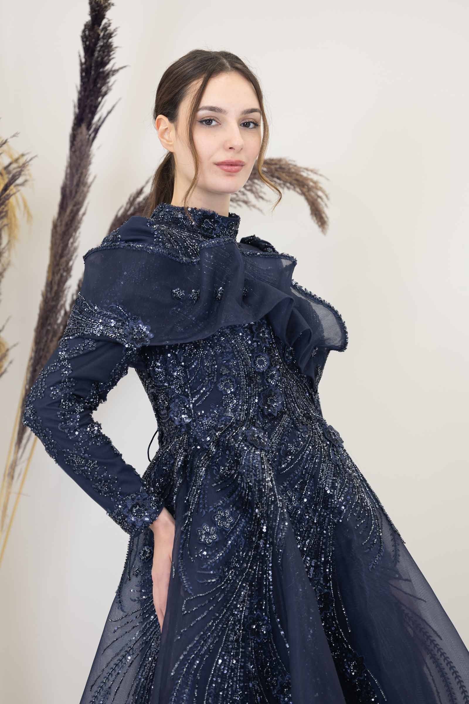 Sara Evening Dress Navy Blue