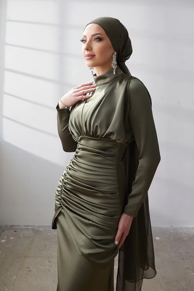 Ahla Khaki Modest Evening Dress