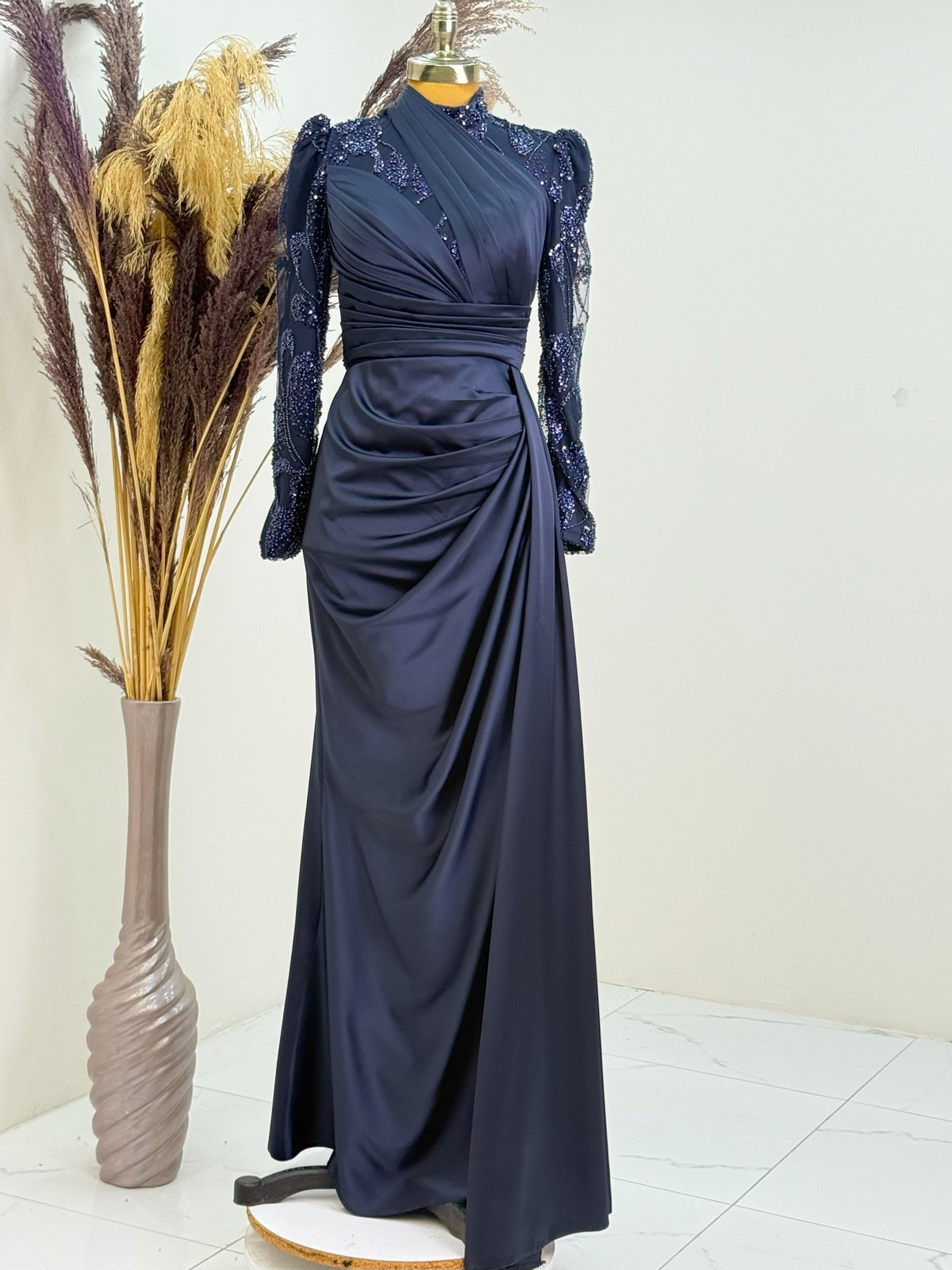 Asude Evening Dress - NAVY BLUE