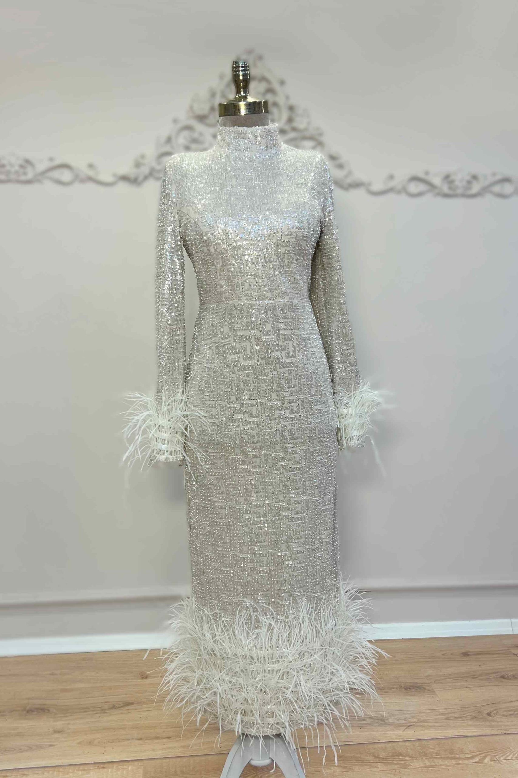 Leyna Hijab Evening Dress Beige