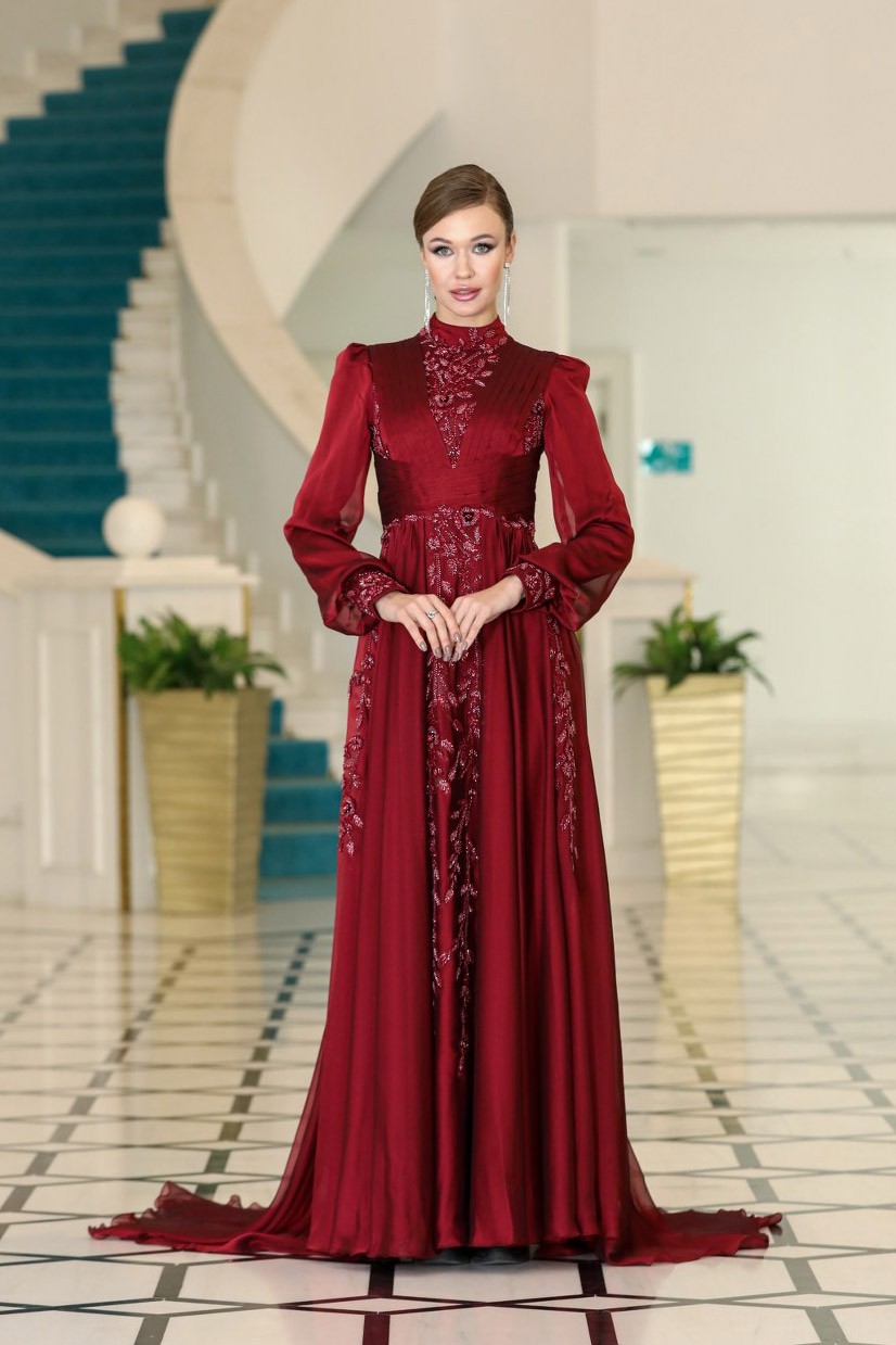 Seyran Evening Dress Claret Red