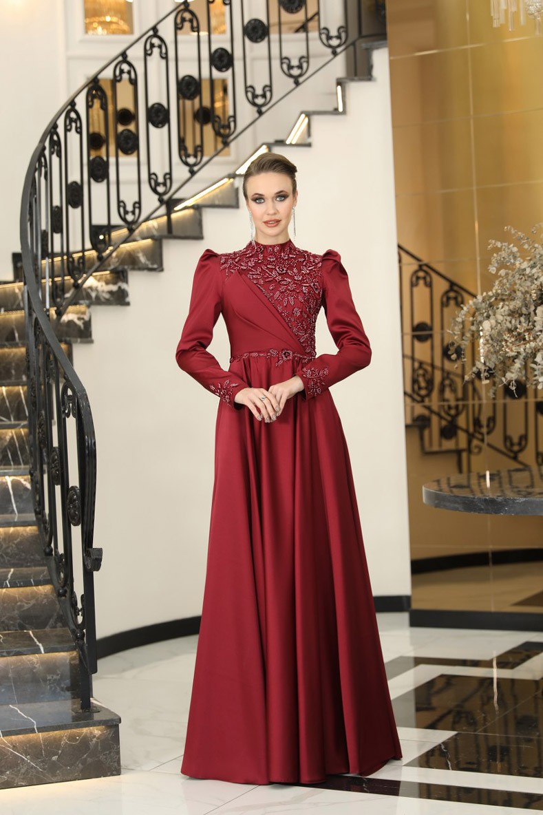 Nilüfer Abiye Bordo