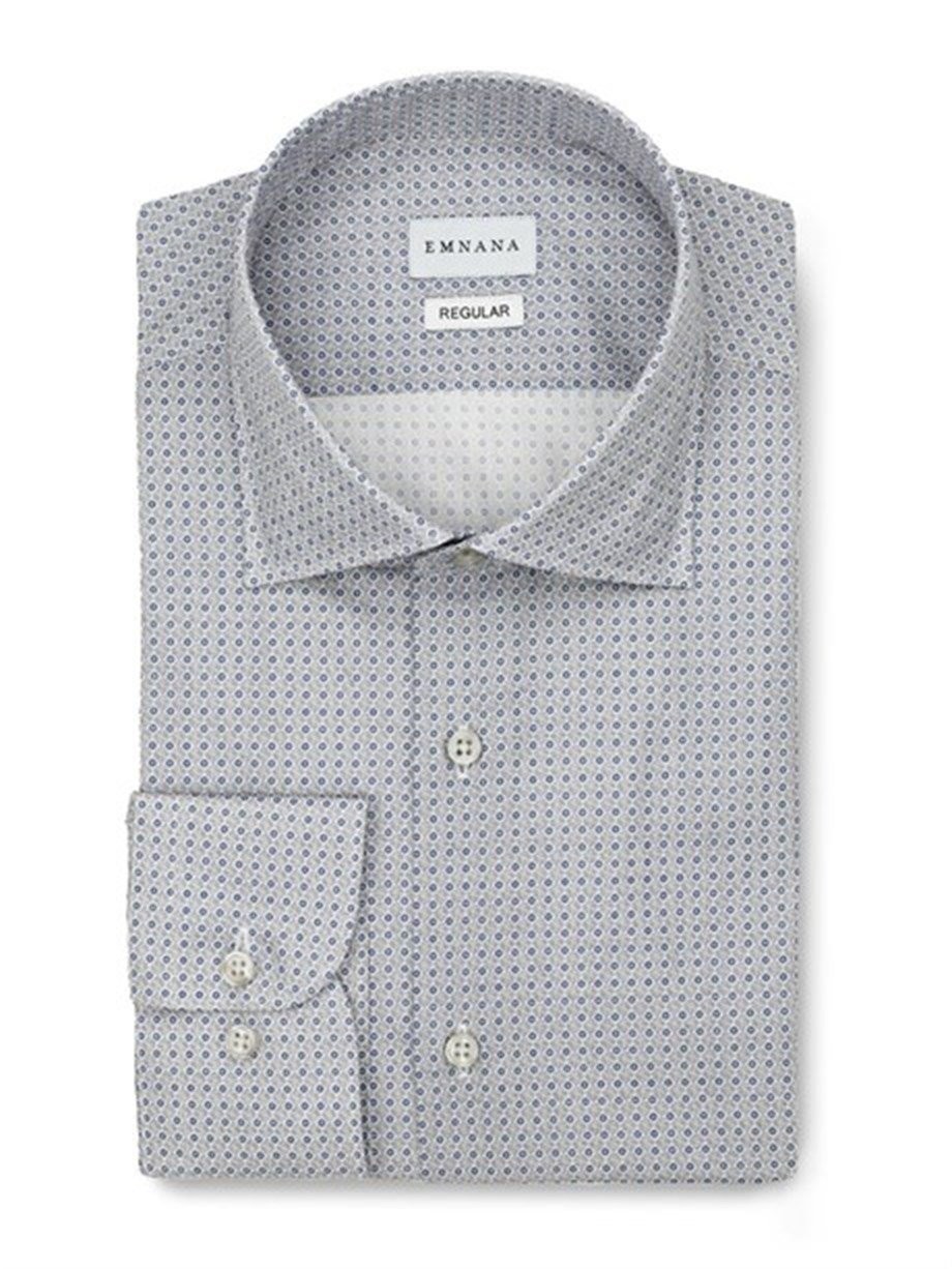 Mavi Desenli Gri Regular Fit Print Gömlek