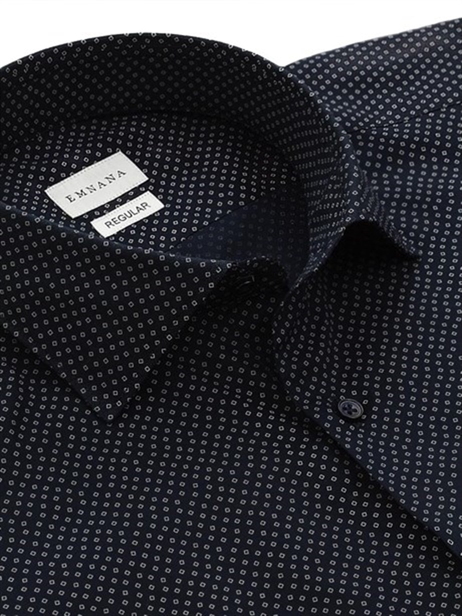 Lacivert Desenli Regular Fit  Print Gömlek